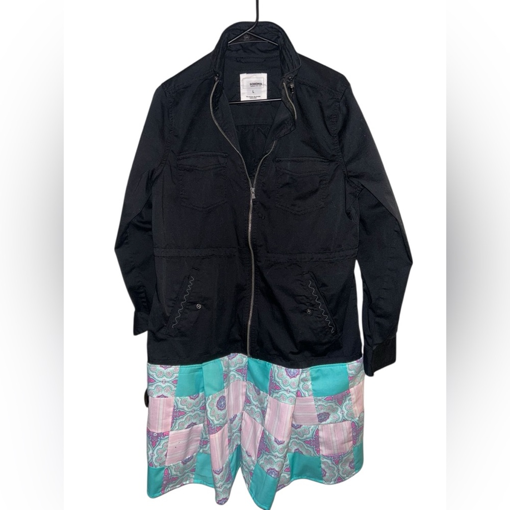 Upcycled Black Patchwork Women's Duster Jacket - image 3